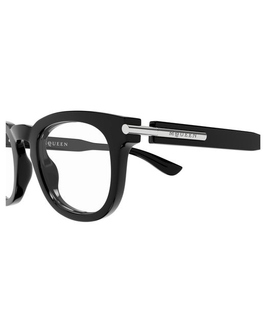 McQueen Black Am0498O 001 Optical Frames Acetate Transparent Round for men