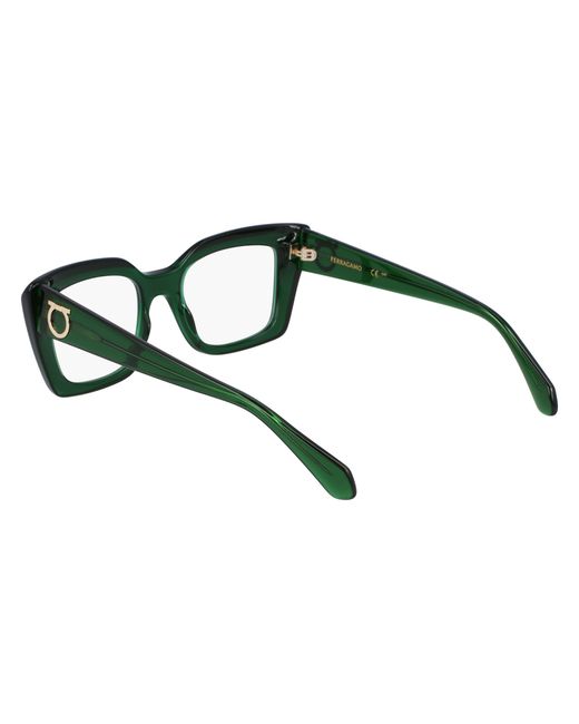 Ferragamo Green Sf3008 317 Optical Frames Acetate Squared Normal