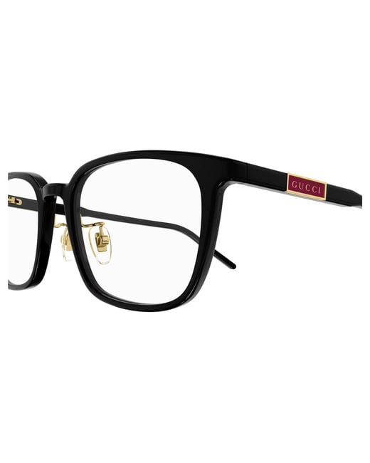 Gucci Black Gg1465Oa 001 Optical Frames Acetate Transparent Squared for men