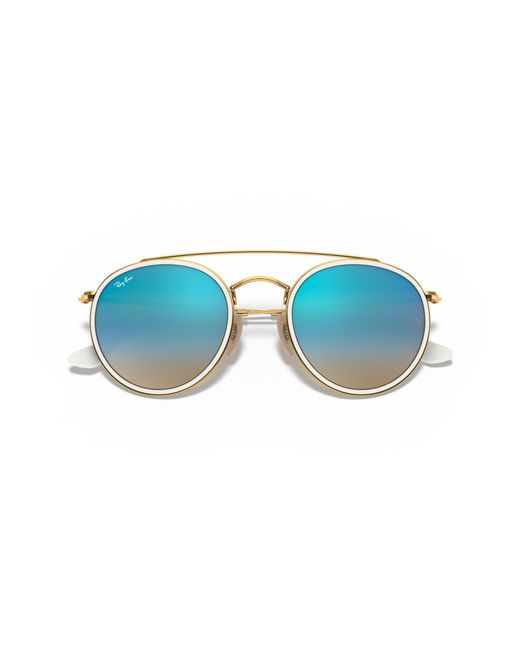 Ray-Ban Black Round Double Bridge Sunglasses Frame Blue Lenses