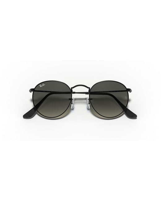 Ray-Ban Black Rb3447n Flat Lens Metal Round Sunglasses for men