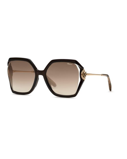 Chopard Black Sch407S Alvx Sunglasses Injected Geometric Mirror Nuanced