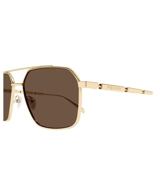 McQueen Black Am0477S 002 Sunglasses Metal Pilot for men