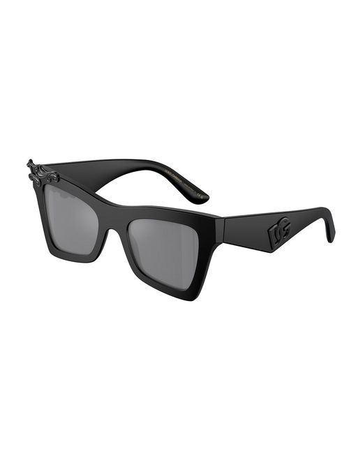 Dolce & Gabbana Black Dg4434 25256G Sunglasses Acetate Cat Eye Normal Mirror
