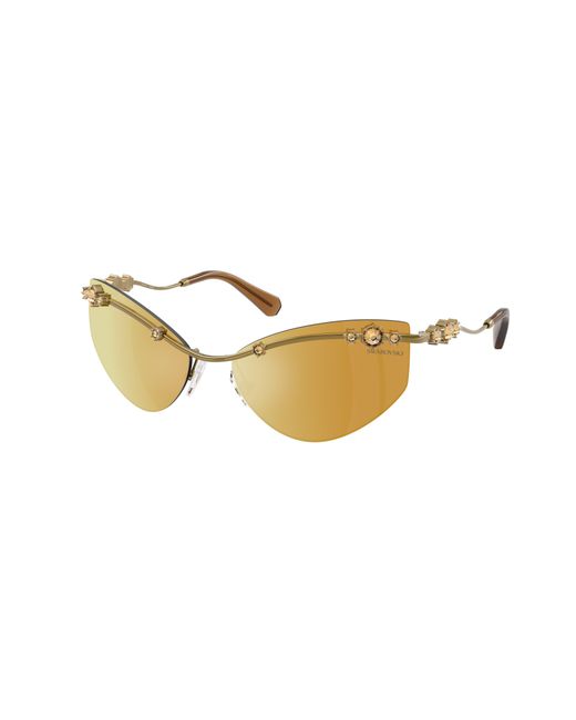Swarovski Black Sk7039 40427P Sunglasses Metal Geometric Mirror