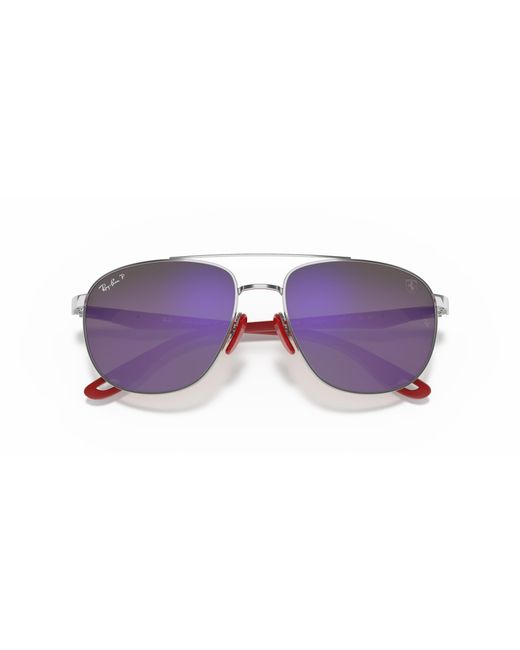Ray-Ban Black Sunglasses Man Rb3659m Scuderia Ferrari Collection - Silver Frame Blue Lenses Polarized 57-17 for men