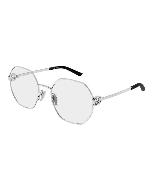 Gucci Black Gg2048O 007 Optical Frames Metal Transparent Geometric