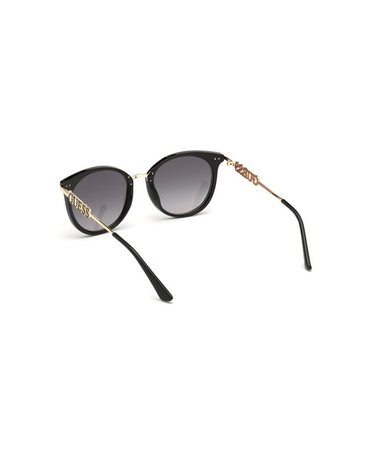 Guess Black Gu7645 01B Sunglasses Injected Smoke Round Normal Shaded