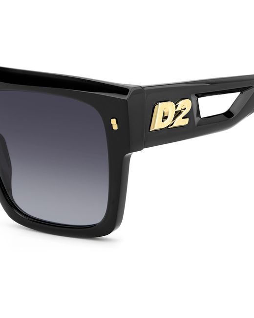 DSquared² Black D2 0127/S 807/9O Sunglasses Acetate Squared Normal Shaded for men