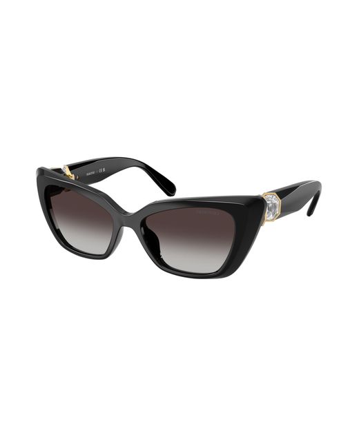 Swarovski Black Sk6047 10018G Sunglasses Injected Cat Eye Normal Nuanced