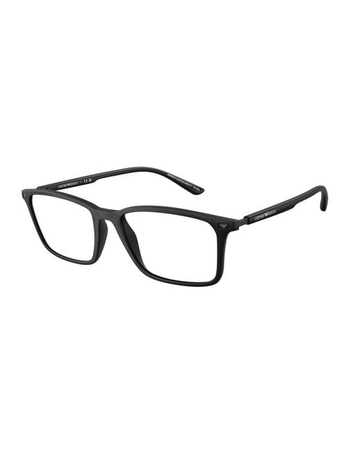 Emporio Armani Black Ea3237 5001 Optical Frames Injected Squared Normal for men