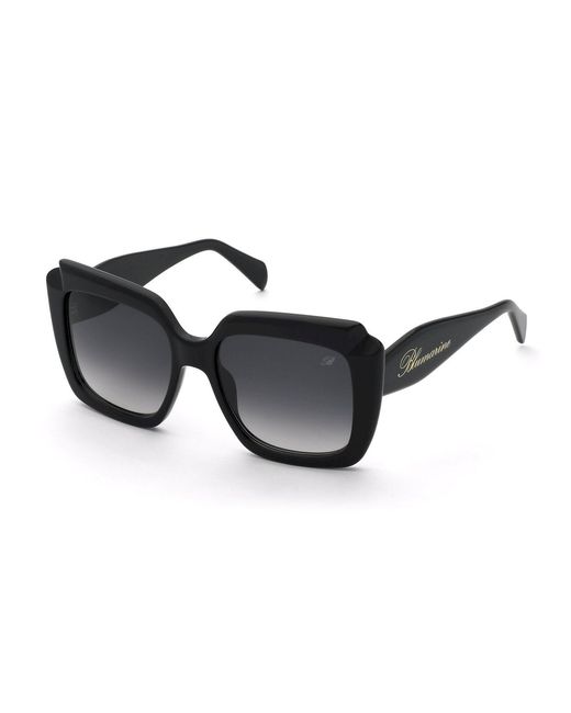 Blumarine Black Sbm889 700 Sunglasses Acetate Smoke Squared Normal Nuanced