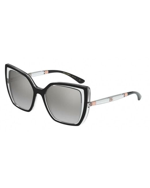Dolce & Gabbana Black Dg6138 675/6V Sunglasses Plastic Squared Normal Mirrored