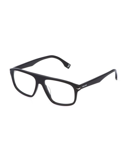 Police Black Vplq65 Champ 12 0700 Optical Frames Acetate Squared for men