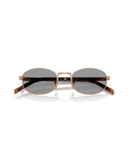 Prada Black Pr B53S Svf50Q Sunglasses Steel Round Normal