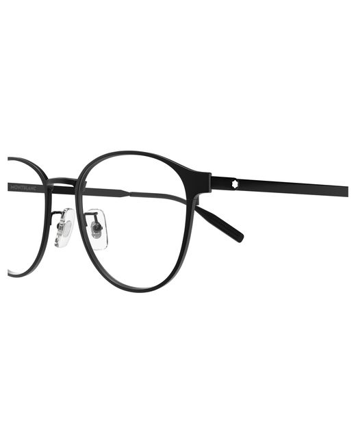 Montblanc Black Mb0447Oa 001 Optical Frames Titanium Transparent Round for men
