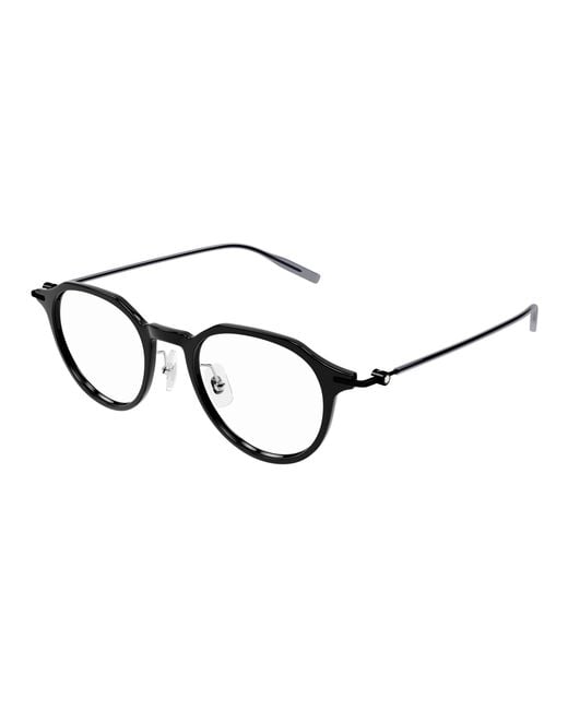 Montblanc Black Mb0355O 001 Optical Frames Injected Transparent Round for men