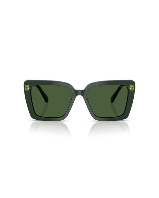 Swarovski Green Sk6032 102671 Sunglasses Acetate Squared Normal