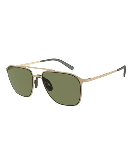 Giorgio Armani Green Ar6110 30022A Sunglasses Steel Squared Normal for men