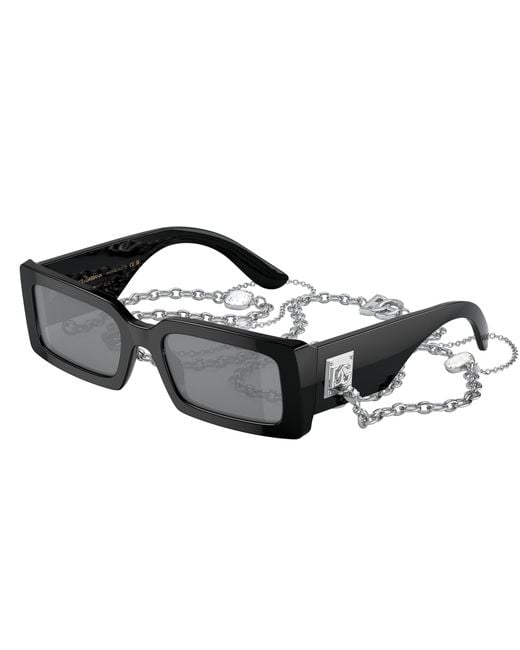 Dolce & Gabbana Black Dg4416 501/6G Sunglasses Acetate Squared Mirrored Mirror