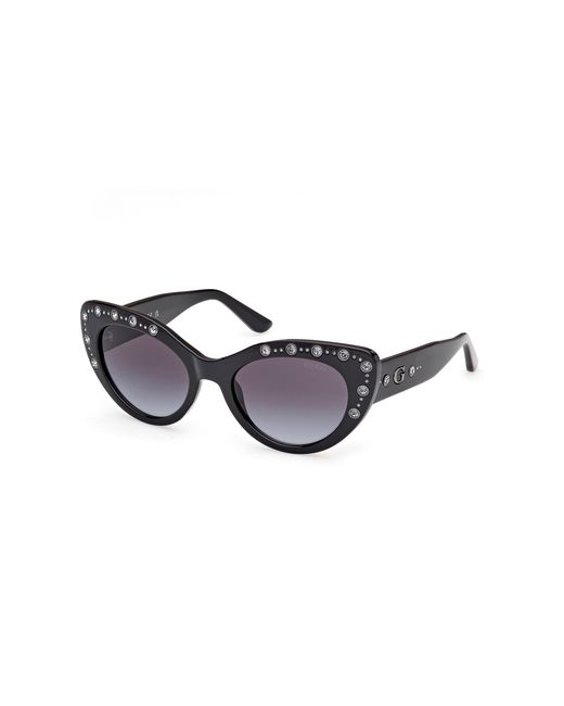 Guess Black Gu00163 01B Sunglasses Injected Smoke Cat Eye Normal