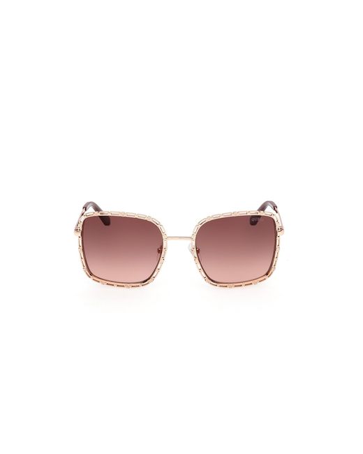 Guess Black Gu00296 28F Sunglasses Metal Squared Normal