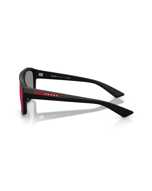 Prada Linea Rossa Black Ps B02S 1Bo08F Sunglasses Injected Geometric Mirror for men