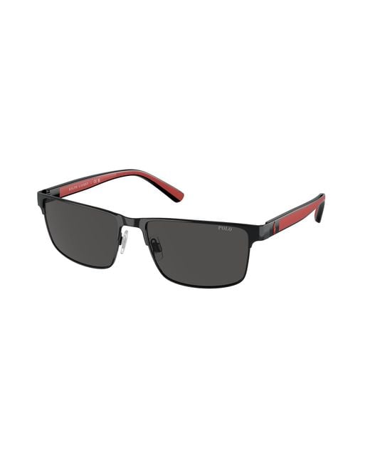 Polo Ralph Lauren Black Ph3155 922387 Sunglasses Metal Squared Normal for men