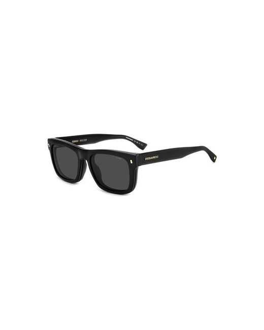 DSquared² Black D2 0100/Cs 807/M9 Sunglasses Plastic Geometric Polarized Clip-On for men