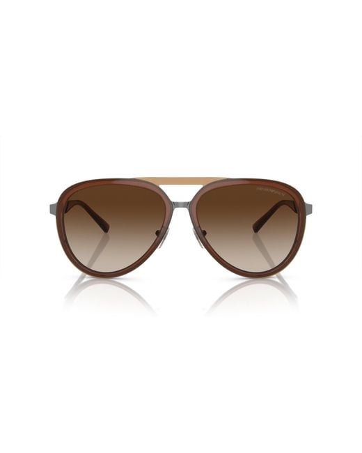 Emporio Armani Black Ea2145 336013 Sunglasses Metal Pilot Normal Shaded for men