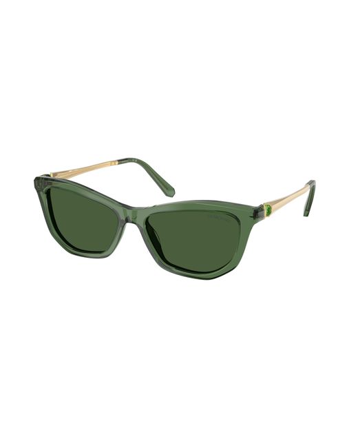 Swarovski Green Sk6057 108571 Sunglasses Acetate Cat Eye Normal