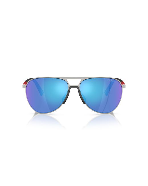 Prada Linea Rossa Black Ps 53Zs 1Bc08R Sunglasses Metal Pilot Mirror for men