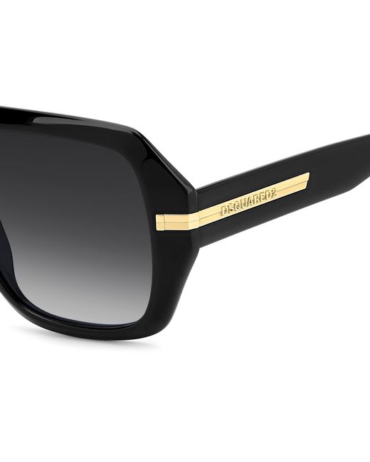 DSquared² Black D2 0160/S 807/9O Sunglasses Acetate Squared Normal Shaded for men