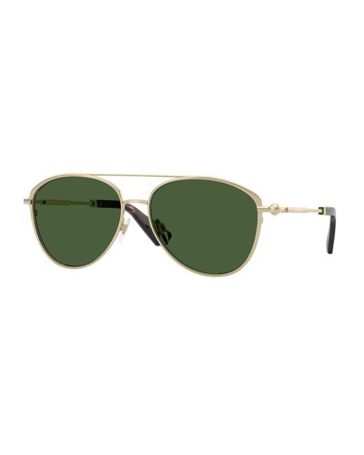 Burberry Green Be3157 110971 Sunglasses Metal Pilot Normal