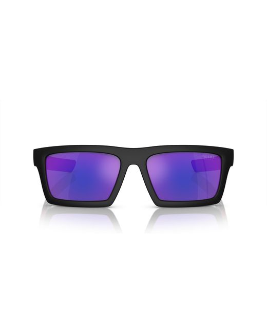 Prada Linea Rossa Black Ps 02Zsu 1Bo05U Sunglasses Injected Squared Normal Mirror for men
