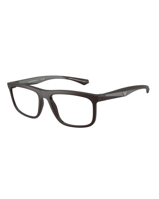 Emporio Armani Black Ea3246 6186 Optical Frames Injected Transparent Squared Normal for men