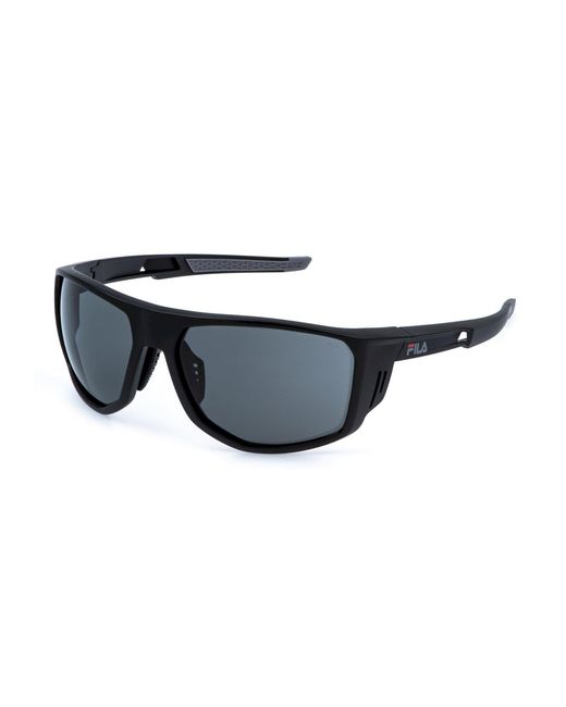 Fila Black Sfib13 0U28 Sunglasses Injected Smoke Geometric Water Repellent for men