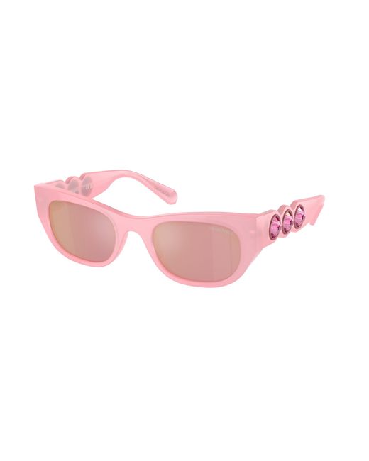 Swarovski Black Sk6022 2001E4 Sunglasses Acetate Pillow Mirrored Mirror