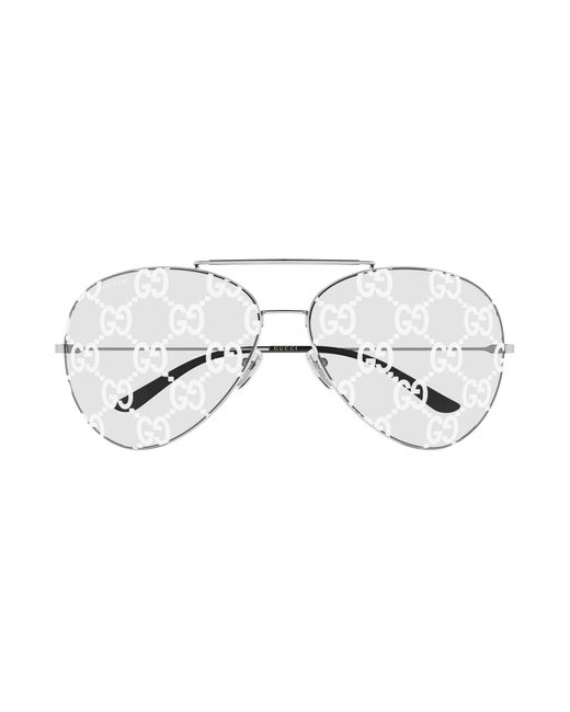 Gucci Black Gg2172S 001 Sunglasses Metal Transparent Pilot for men