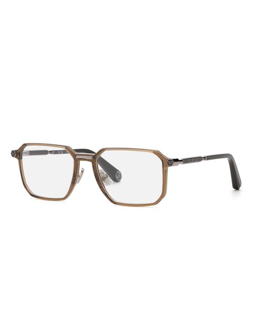 Philipp Plein Black Vpp220M Plein Hexagon Stud 09X8 Optical Frames Injected Geometric for men