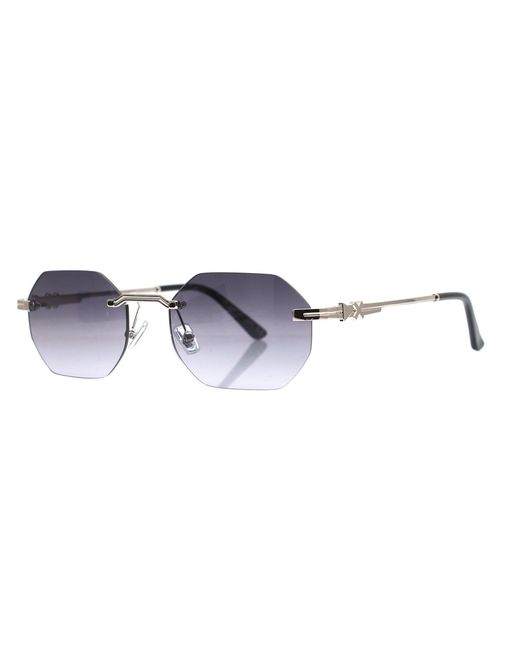 Xlab Blue Bollons Sunglasses Metal Smoke Geometric Normal Shaded