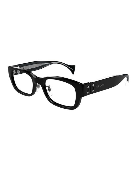 Gucci Black Gg1744Oj 001 Optical Frames Acetate Transparent Squared