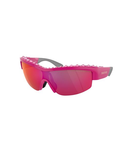 Swarovski Pink Sk6014 10376Q Sunglasses Injected Geometric Mirrored Mirror