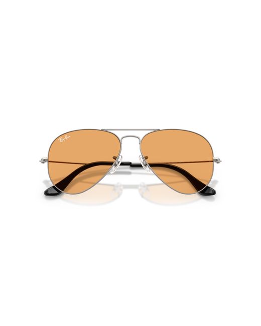Ray-Ban Black Aviator Classic Summer Capsule Sunglasses Frame Orange Lenses