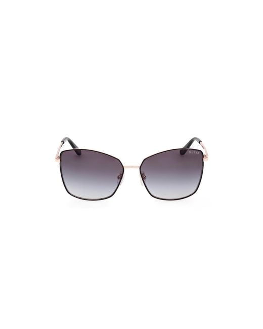 Guess Black Gu00149 02B Sunglasses Metal Smoke Squared Normal