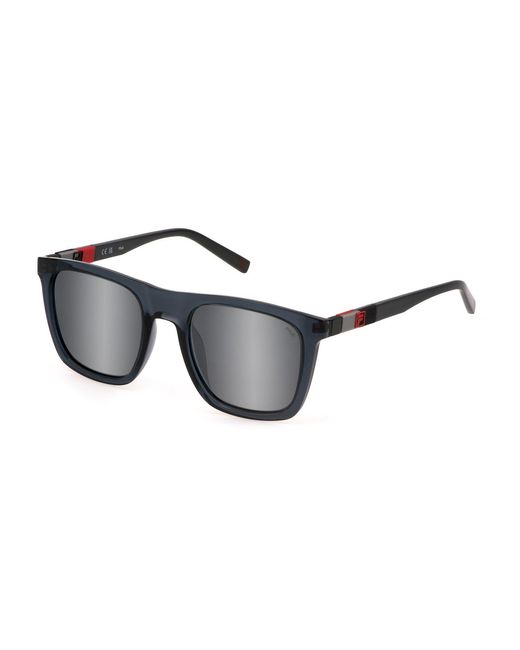 Fila Black Sfi527 3Gup Sunglasses Injected Squared Mirror for men