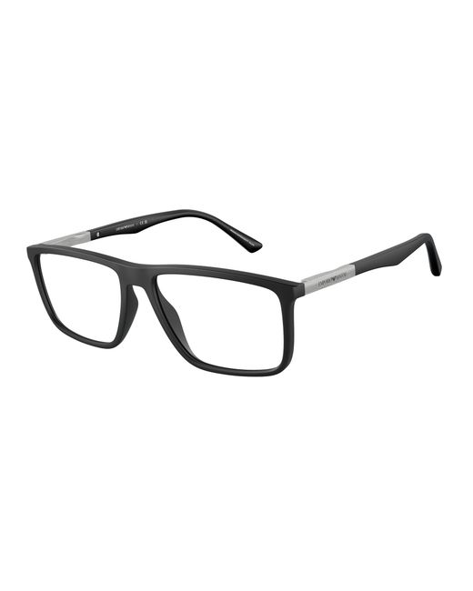 Emporio Armani Black Ea3221 5001 Optical Frames Injected Transparent Squared Normal for men