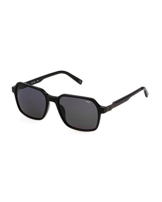 Fila Black Sfi890 700 Sunglasses Acetate Smoke Geometric Normal for men