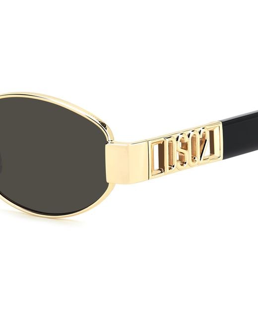 DSquared² Black D2 0155/S 000/Ir Sunglasses Metal Round Normal for men