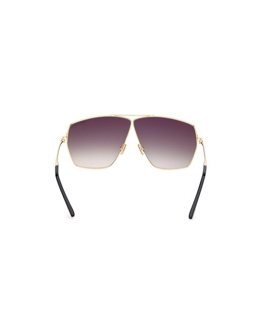 Tom Ford Black Ft1185 Stella 30B Sunglasses Metal Smoke Squared Normal